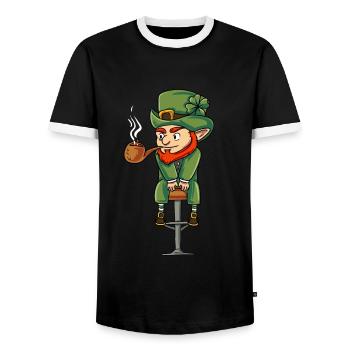 Irish Leprechaun Ireland - Men's Ringer Shirt - black/white - Front - AI Model Female 172 light (172cm) & AI Model Male 178 light (178cm)