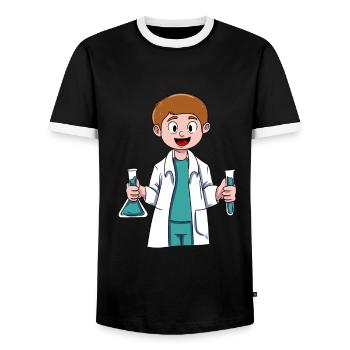 Kleiner Forscher - Männer Kontrast-T-Shirt - Schwarz/Weiß - Vorne - AI Model Female 172 light (172cm) & AI Model Male 178 light (178cm)