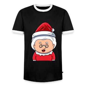 Mrs. Santa Claus - Men's Ringer Shirt - black/white - Front - AI Model Female 172 light (172cm) & AI Model Male 178 light (178cm)
