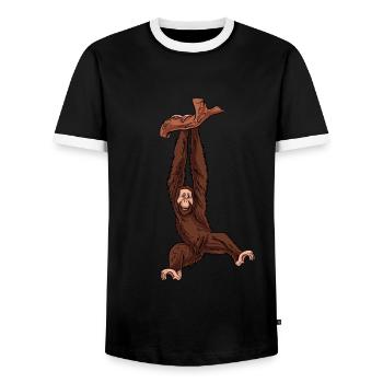 Orang-Utan - Männer Kontrast-T-Shirt - Schwarz/Weiß - Vorne - AI Model Female 172 light (172cm) & AI Model Male 178 light (178cm)