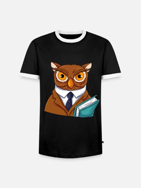 Owl Bird Eagle Owl - Men's Ringer Shirt - black/white