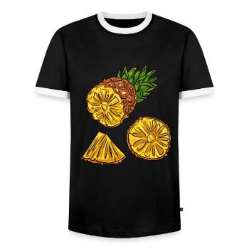 Pineapple fruit - Men's Ringer Shirt - black/white - Front - AI Model Female 172 light (172cm) & AI Model Male 178 light (178cm)