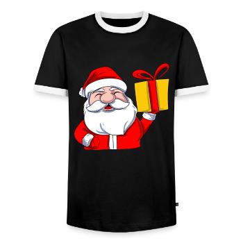 Xma's Santa Claus - Men's Ringer Shirt - black/white - Front - AI Model Female 172 light (172cm) & AI Model Male 178 light (178cm)