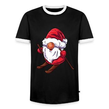Skier Gonme - Men's Ringer Shirt - black/white - Front - AI Model Female 172 light (172cm) & AI Model Male 178 light (178cm)