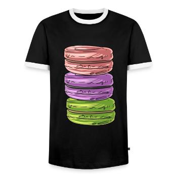 Macarons Candy Cookies - Men's Ringer Shirt - black/white - Front - AI Model Female 172 light (172cm) & AI Model Male 178 light (178cm)