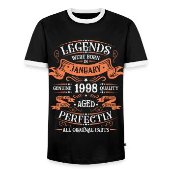 Les Légendes Sont Nées En Janvier 1998 Cadeau - T-shirt contrasté Homme - noir/blanc - Devant - AI Model Female 172 light (172cm) & AI Model Male 178 light (178cm)
