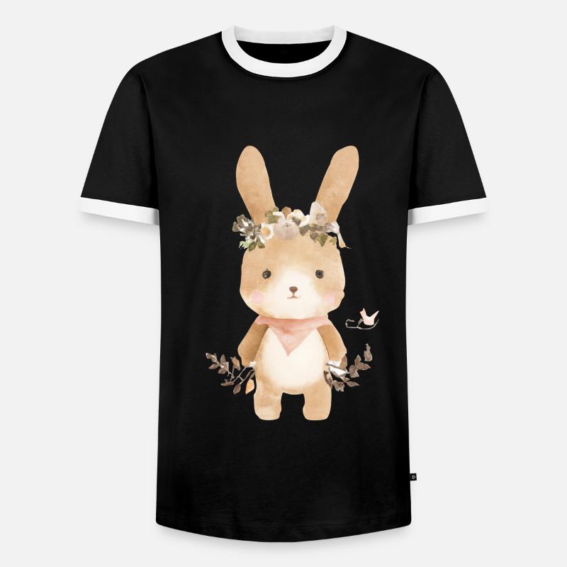 Lapin mignon - T-shirt contrasté Homme - noir/blanc