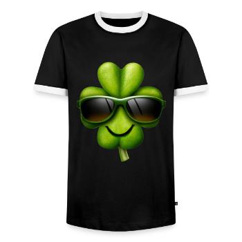 Irish shamrock - Men's Ringer Shirt - black/white - Front - AI Model Female 172 light (172cm) & AI Model Male 178 light (178cm)