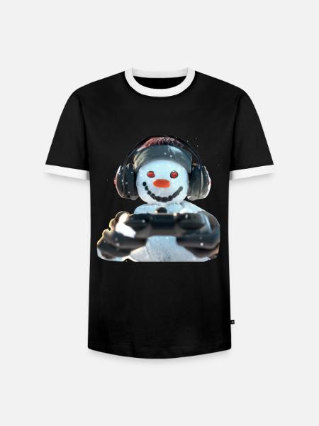 Schneemann Zocker Gamepad - Männer Kontrast-T-Shirt - Schwarz/Weiß