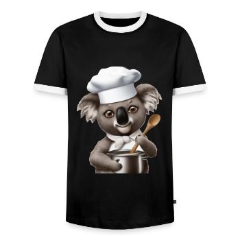 Cuillère de cuisson Koala - T-shirt contrasté Homme - noir/blanc - Devant - AI Model Female 172 light (172cm) & AI Model Male 178 light (178cm)