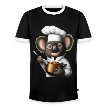 Chef Koala - T-shirt contrasté Homme - noir/blanc - Devant - AI Model Female 172 light (172cm) & AI Model Male 178 light (178cm)