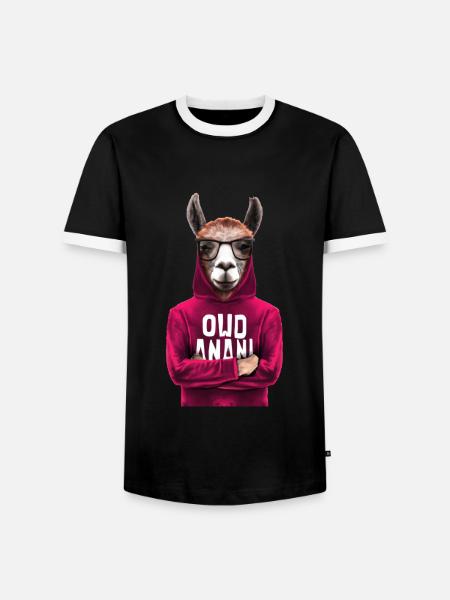 Lama Alpaga - T-shirt contrasté Homme - noir/blanc