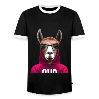 Lama - T-shirt contrasté Homme - noir/blanc - Devant - AI Model Female 172 light (172cm) & AI Model Male 178 light (178cm)