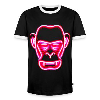 Affe Zocken - Männer Kontrast-T-Shirt - Schwarz/Weiß - Vorne - AI Model Female 172 light (172cm) & AI Model Male 178 light (178cm)