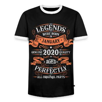 Les Légendes Sont Nées En Janvier 2020 Cadeau - T-shirt contrasté Homme - noir/blanc - Devant - AI Model Female 172 light (172cm) & AI Model Male 178 light (178cm)