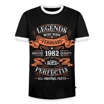 Les Légendes Sont Nées En Février 1982 Cadeau - T-shirt contrasté Homme - noir/blanc - Devant - AI Model Female 172 light (172cm) & AI Model Male 178 light (178cm)