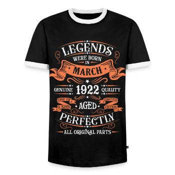 Les Légendes Sont Nées En Mars 1922 Cadeau - T-shirt contrasté Homme - noir/blanc - Devant - AI Model Female 172 light (172cm) & AI Model Male 178 light (178cm)