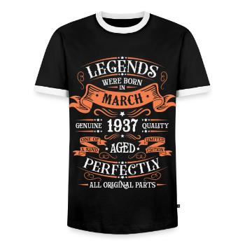 Les Légendes Sont Nées En Mars 1937 Cadeau - T-shirt contrasté Homme - noir/blanc - Devant - AI Model Female 172 light (172cm) & AI Model Male 178 light (178cm)