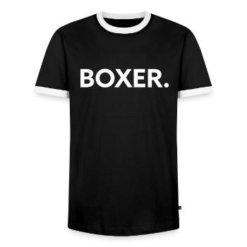 Boxer Kämpfer Boxfan Kampfsport Kampf Minimalist - Männer Kontrast-T-Shirt - Schwarz/Weiß - Vorne - AI Model Female 172 light (172cm) & AI Model Male 178 light (178cm)