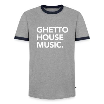 Ghetto House Music Minimalistisch Booty House - Männer Kontrast-T-Shirt - Grau/Navy  - Vorne - AI Model Female 172 light (172cm) & AI Model Male 178 light (178cm)