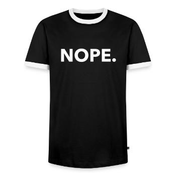 Nope No Lazy Minimalist Funny Humor - Men's Ringer Shirt - black/white - Front - AI Model Female 172 light (172cm) & AI Model Male 178 light (178cm)