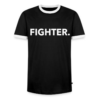 Fighter Fighter Martial Arts Combat Minimalist - Men's Ringer Shirt - black/white - Front - AI Model Female 172 light (172cm) & AI Model Male 178 light (178cm)