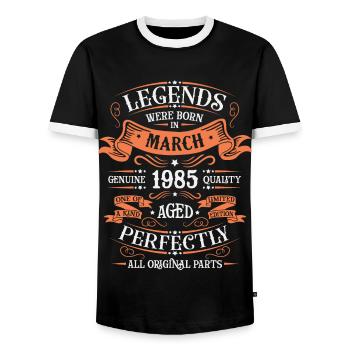 Les Légendes Sont Nées En Mars 1985 Cadeau - T-shirt contrasté Homme - noir/blanc - Devant - AI Model Female 172 light (172cm) & AI Model Male 178 light (178cm)