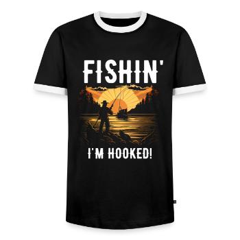 Pêcheur pêcheur pêcheur - T-shirt contrasté Homme - noir/blanc - Devant - AI Model Female 172 light (172cm) & AI Model Male 178 light (178cm)