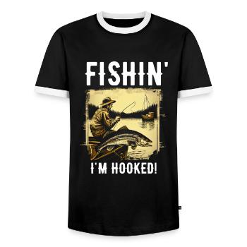 Fishin Je suis accro - T-shirt contrasté Homme - noir/blanc - Devant - AI Model Female 172 light (172cm) & AI Model Male 178 light (178cm)