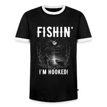 Fishin Ich bin süchtig nach Mondscheinfischen - Männer Kontrast-T-Shirt - Schwarz/Weiß - Vorne - AI Model Female 172 light (172cm) & AI Model Male 178 light (178cm)
