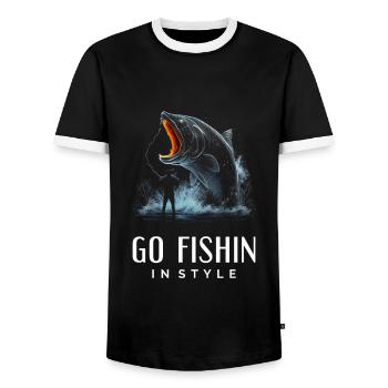 Gehen Sie stilvoll angeln - Männer Kontrast-T-Shirt - Schwarz/Weiß - Vorne - AI Model Female 172 light (172cm) & AI Model Male 178 light (178cm)