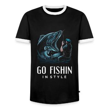Gehen Sie stilvoll angeln - Männer Kontrast-T-Shirt - Schwarz/Weiß - Vorne - AI Model Female 172 light (172cm) & AI Model Male 178 light (178cm)