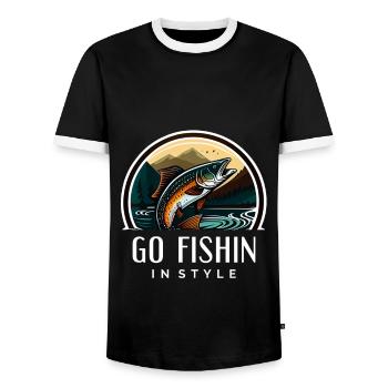 Gehen Sie stilvoll angeln - Männer Kontrast-T-Shirt - Schwarz/Weiß - Vorne - AI Model Female 172 light (172cm) & AI Model Male 178 light (178cm)