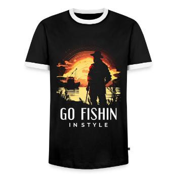 Gehen Sie stilvoll angeln - Männer Kontrast-T-Shirt - Schwarz/Weiß - Vorne - AI Model Female 172 light (172cm) & AI Model Male 178 light (178cm)