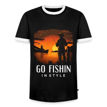 Gehen Sie stilvoll angeln - Männer Kontrast-T-Shirt - Schwarz/Weiß - Vorne - AI Model Female 172 light (172cm) & AI Model Male 178 light (178cm)