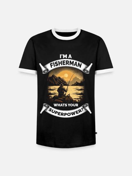 Retro Fishing Funny - Men's Ringer Shirt - black/white