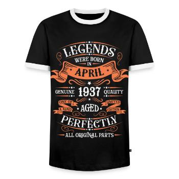 Les Légendes Sont Nées En Avril 1937 Cadeau - T-shirt contrasté Homme - noir/blanc - Devant - AI Model Female 172 light (172cm) & AI Model Male 178 light (178cm)