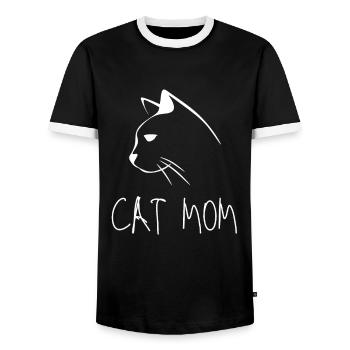 Maman chat - T-shirt contrasté Homme - noir/blanc - Devant - AI Model Female 172 light (172cm) & AI Model Male 178 light (178cm)
