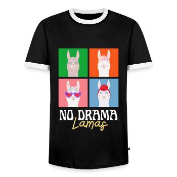 No Drama Lama - Men's Ringer Shirt - black/white - Front - AI Model Female 172 light (172cm) & AI Model Male 178 light (178cm)