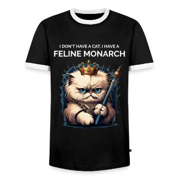 Dame aux chats - T-shirt contrasté Homme - noir/blanc - Devant - AI Model Female 172 light (172cm) & AI Model Male 178 light (178cm)