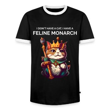 Feline Monarch Cute Cat Lover - Men's Ringer Shirt - black/white - Front - AI Model Female 172 light (172cm) & AI Model Male 178 light (178cm)