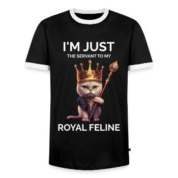 Chat sarcastique - T-shirt contrasté Homme - noir/blanc - Devant - AI Model Female 172 light (172cm) & AI Model Male 178 light (178cm)