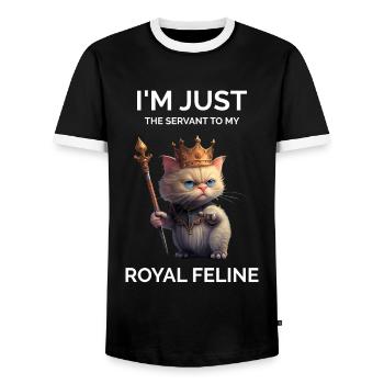 I'm Just The Servant Funny Royal Cat - Men's Ringer Shirt - black/white - Front - AI Model Female 172 light (172cm) & AI Model Male 178 light (178cm)