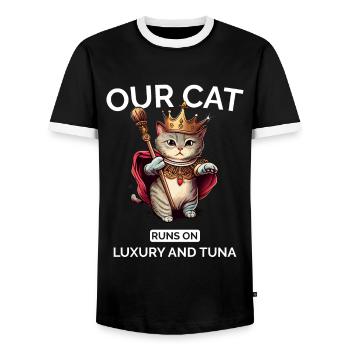 Chat Maman Papa Royal Kawaii Chaton Chat - T-shirt contrasté Homme - noir/blanc - Devant - AI Model Female 172 light (172cm) & AI Model Male 178 light (178cm)
