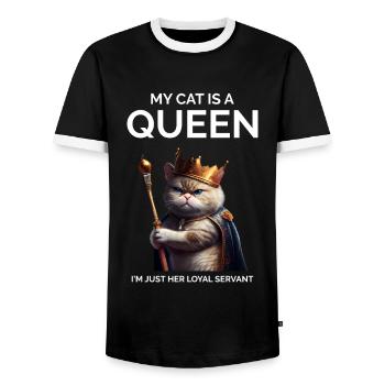 Propriétaire de chat drôle Dire maman chat - T-shirt contrasté Homme - noir/blanc - Devant - AI Model Female 172 light (172cm) & AI Model Male 178 light (178cm)
