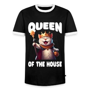 Stolzer Katzenbesitzer - Männer Kontrast-T-Shirt - Schwarz/Weiß - Vorne - AI Model Female 172 light (172cm) & AI Model Male 178 light (178cm)