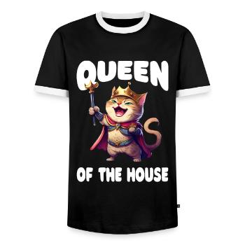 Proud Cat Mom - Men's Ringer Shirt - black/white - Front - AI Model Female 172 light (172cm) & AI Model Male 178 light (178cm)