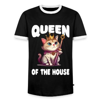 Fur Parents Kitten Cat Daddy Cat Mom - Men's Ringer Shirt - black/white - Front - AI Model Female 172 light (172cm) & AI Model Male 178 light (178cm)