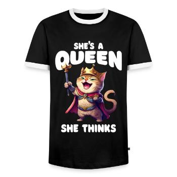 Lustiger Spruch stolzer Katzenbesitzer - Männer Kontrast-T-Shirt - Schwarz/Weiß - Vorne - AI Model Female 172 light (172cm) & AI Model Male 178 light (178cm)