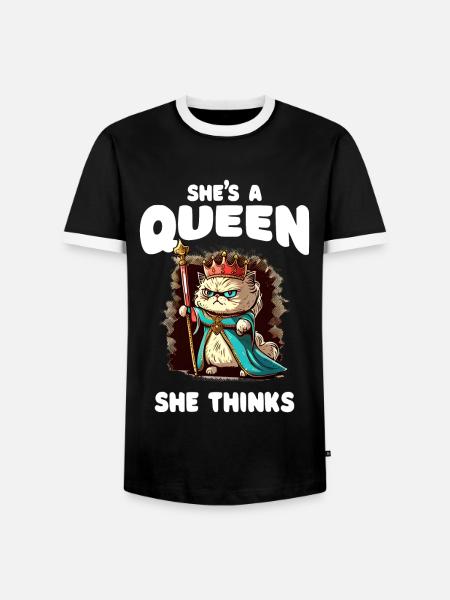 Katzendame - Lustig - Männer Kontrast-T-Shirt - Schwarz/Weiß